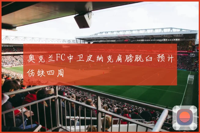 奥克兰FC中卫皮纳克肩膀脱臼 预计伤缺四周