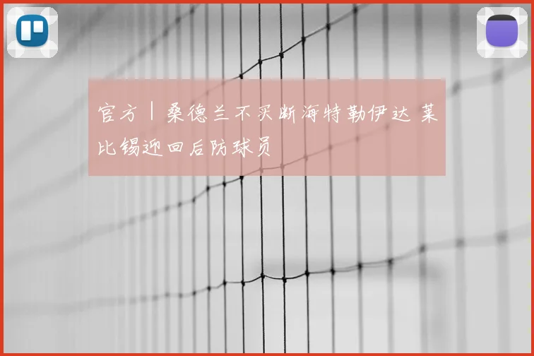 官方｜桑德兰不买断海特勒伊达 莱比锡迎回后防球员
